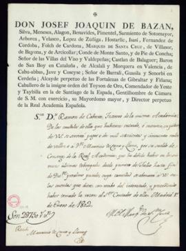 Libramiento de 2750 reales de vellón a favor de Mauricio de Cano y Llano por su sueldo de conserje