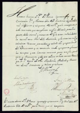 Orden del marqués de Villena de abono a Vincencio Squarzafigo de 1650 reales de vellón por el car...