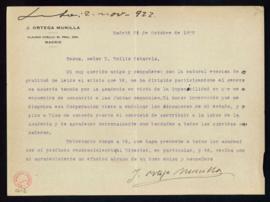 Carta de J[osé] Ortega Munilla al secretario, Emilio Cotarelo, de agradecimiento a la Academia po...