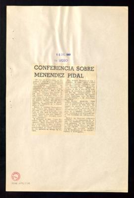 Conferencia sobre Menéndez Pidal
