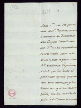 Carta de  Juan Miguel de Aristía a Manuel de Lardizábal y Uribe en la que le comunica que ha pres...
