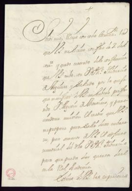 Carta del marqués de Villena [Mercurio Antonio López Pacheco] a Vincencio Squarzafigo en la que m...