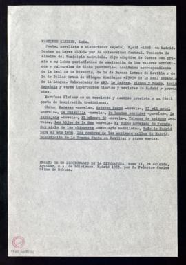 Copia de la entrada de Luis Martínez-Kleiser en Ensayo de un diccionario de la literatura