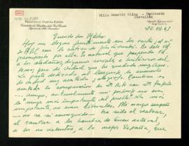Carta de Francisco García Pavón a Melchor Fernández Almagro en la que le agradece la crítica de L...