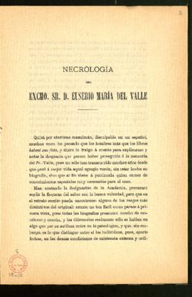 Necrología de Eusebio María del Valle, compuesta por Daniel de Cortázar