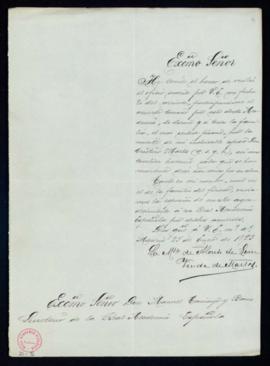 Carta de la m[arque]sa de Alonso de León a Manuel Tamayo y Baus, secretario, de agradecimento a l...