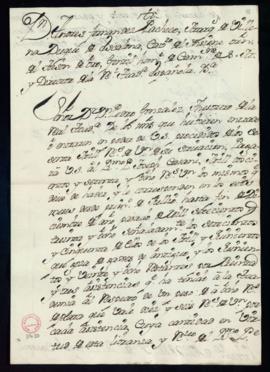 Orden del marqués de Villena del libramiento a favor de José Casani de 1271 reales de vellón por ...