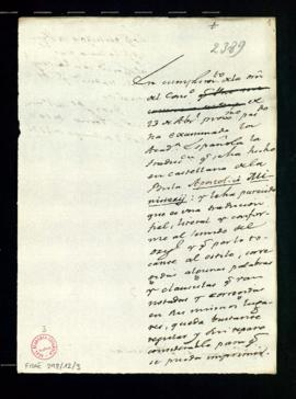 Minuta de la carta a Juan de Peñuelas con la que se devuelve la traducción castellana de la bula ...