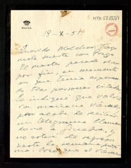 Carta de Gabriel Maura a Melchor Fernández Almagro en la que le pide que hable con Prego y le exp...