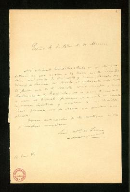 Carta de Luis Mariano de Larra a Pedro Antonio de Alarcón en la que pide que acceda a los deseos ...