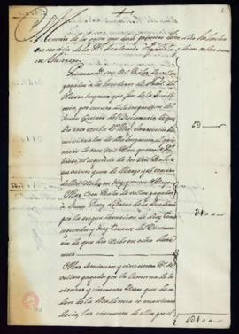 Memoria de gastos de la Academia desde el 1.º de enero de 1736 hasta el 28 de junio de dicho año