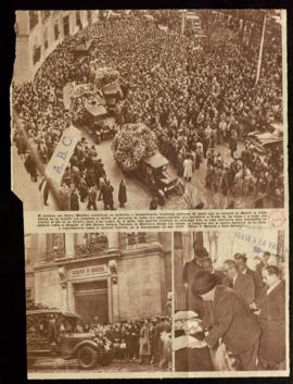 Recorte de prensa del diario ABC con imágenes del entierro de Gregorio Marañón