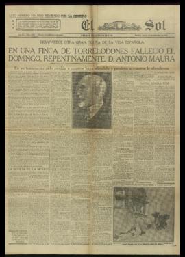 Ejemplar del diario El Sol de 15 de diciembre de 1925, con la noticia del fallecimiento de Antoni...