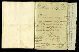 Carta orden de Pedro de Silva a Manuela Contera para que entregue a Lorenzo Montaner la cantidad ...
