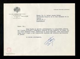 Carta de Carlos Sistiaga Coarasa, director gerente de Caja de Ahorros Provincial de Guipúzcoa, a ...