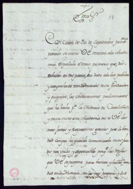 Minuta de la carta del secretario [Francisco Antonio de Angulo] al director de la Real Academia d...