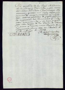 Recibo de Rafael Sánchez de Aguilera de 4000 reales de vellón por varias partidas de papel para l...