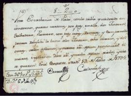 Recibo de Correa y Castroviejo de 610 reales y medio de plata por una escribanía de plata