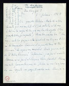 Carta de Jorge Guillén a Melchor Fernández Almagro en la que le dice que a Florencia no llega ni ...
