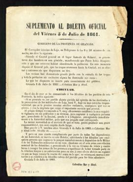 Suplemento al Boletín Oficial del viernes 5 de julio de 1861