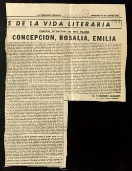 Principio intelectual de tres mujeres. Concepción, Rosalía, Emilia