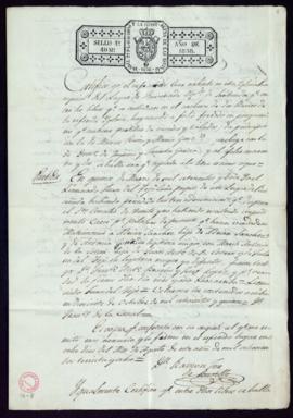 Copia de la certificación de Ramón José de Bustillo, cura de la iglesia parroquial de Ruiseñada, ...