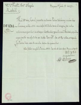Carta de D. Dubrocq a Francisco Antonio de Angulo con la que le envía una caja con ocho volúmenes...