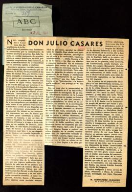 Don Julio Casares, por Melchor Fernández Almagro