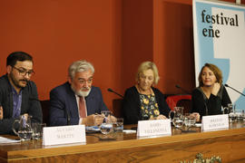 Darío Villanueva, Soledad Puértolas, Álvaro Martín y Camino Brasa participan en la mesa redonda d...