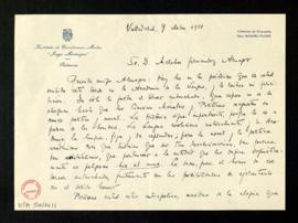 Carta de H. R. Romero Flores a Melchor Fernández Almagro en la que le felicita por su ingreso en ...