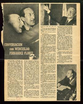 Recorte de prensa del diario Arriba con el artículo Conversación con Wenceslao Fernández Flórez, ...
