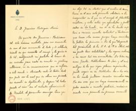 Carta de Antonio Alcalá Venceslada a Francisco Rodríguez Marín en la que expone que, después del ...