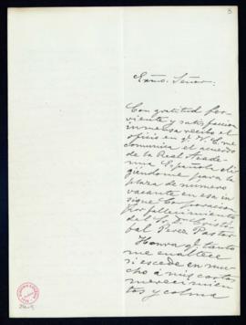 Carta de Andrés Mellado al secretario, Mariano Catalina, de agradecimiento a la Academia por su e...