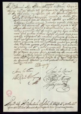 Orden del marqués de Villena del libramiento a favor de Tomás Pascual de Azpeitia de 2311 reales ...