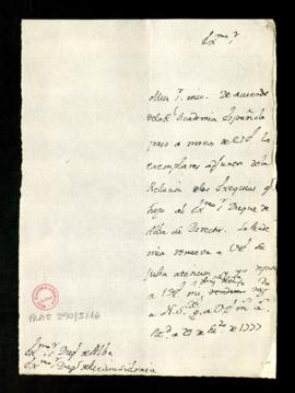 Minuta de las cartas [de Juan Trigueros] al duque de Alba [José Álvarez de Toledo Osorio] y duque...