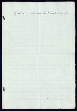 Carta de Adolfo de Castro al secretario [Manuel Tamayo y Baus] en la que le ruega que ofrezca en ...