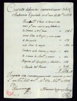 Cuenta de gastos menores del mes de octubre de 1798