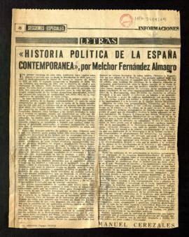Historia política de la España contemporánea, de Melchor Fernández Almagro