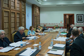 Sesión de trabajo en la sala Menéndez Pidal de la Real Academia Española