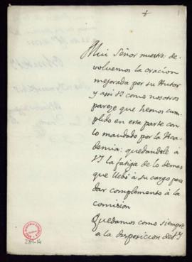 Carta de Blas Antonio Nasarre y Juan de Iriarte a Francisco Antonio Angulo con la que le remiten ...