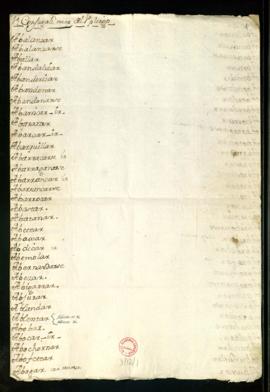 Lista de verbos de la primera conjugación del primer pliego [encargada a Manuel de Villegas Piñat...