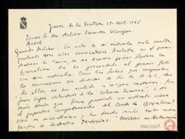 Carta del conde de los Andes a Melchor Fernández Almagro en la que le informa de que se ha presen...