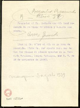 Nota sobre las tomas de posesión de Manuel Machado y Eugenio d'Ors