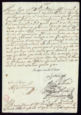 Orden de Juan de Ferreras, por ausencia del director, del abono a Vincencio Squarzafigo de 5883 r...