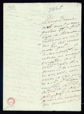 Minuta de la carta [de Francisco Antonio de Angulo] a Ignacio de Luzán de comunicación del fallec...