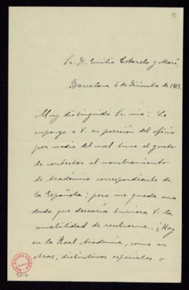 Carta de Ramón D. Perés a Emilio Cotarelo y Mori en la que le pregunta si los académicos correspo...