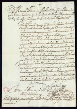 Orden del marqués de Villena del libramiento a favor de José Casani de 1683 reales y 22 maravedís...