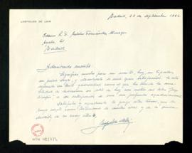 Carta de Leopoldo de Luis a Melchor Fernández Almagro en la que le agradece el artículo publicado...