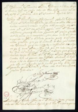Orden del marqués de Villena de libramiento a favor de Tomás de Montes Corral de 240 reales y 32 ...