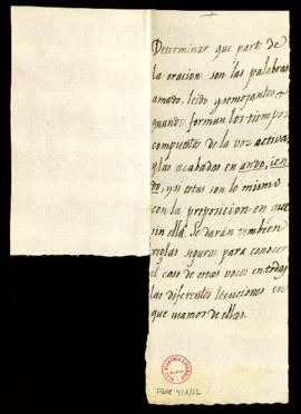 Nota sobre la cuestión señalada por José Casani para el 25 de febrero de 1744